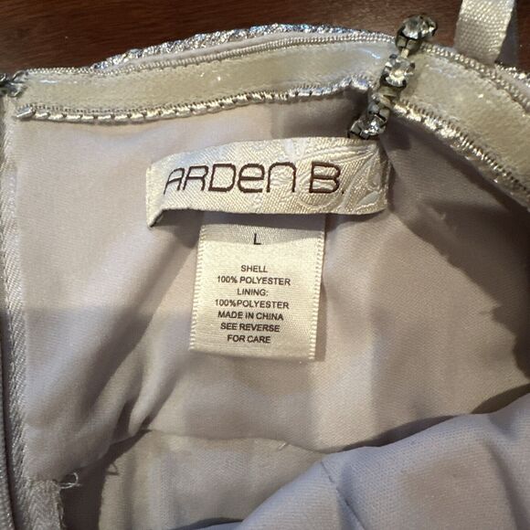 Arden B Vintage Glitter Dress L Large Gold Silver Ruffles Rhinestone Straps - Picture 16 of 16